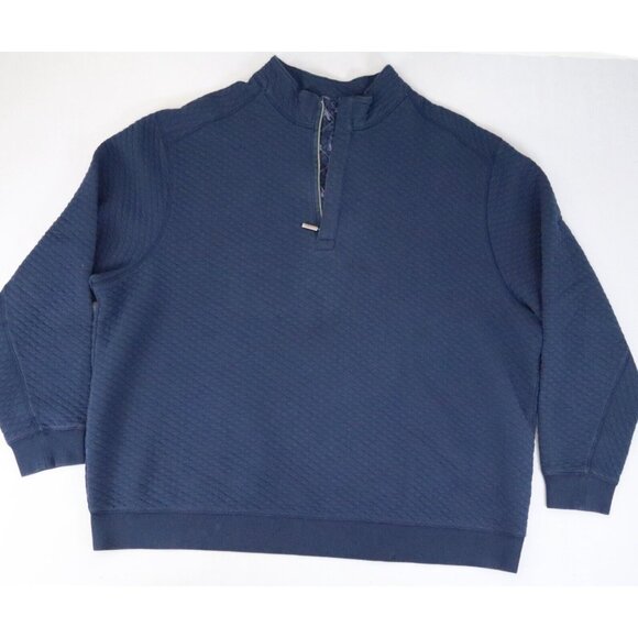 Tommy Bahama Sweater Mens 2X Big Long Sleeve 1/4 Zip Quilted‎ Adult Blue - Picture 1 of 7